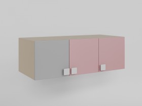 Антресоль на шкаф 3-х створчатый (Розовый/Серый/корпус Клен) в Сургуте - surgut.katalogmebeli.com | фото