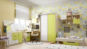 Детская комната Эппл (Зеленый/Белый/корпус Клен) в Сургуте - surgut.katalogmebeli.com | фото