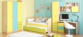 Детская комната Смайли (Желтый/Голубой/Зеленый/корпус Клен) в Сургуте - surgut.katalogmebeli.com | фото