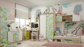 Детская комната Твит (Белый/Зеленый/корпус Клен) в Сургуте - surgut.katalogmebeli.com | фото