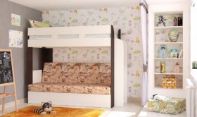 Кровать с диваном 75 Карамель Атлант (Венге Магия /Сосна Карелия/Савана) в Сургуте - surgut.katalogmebeli.com | фото