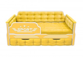 Кровать 160 серии Спорт 2 ящика 74 Жёлтый (мягкие боковые накладки) в Сургуте - surgut.katalogmebeli.com | фото