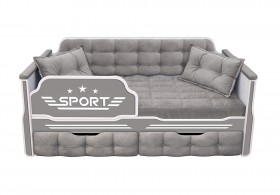 Кровать 190 серии Спорт 2 ящика 45 Серый (подушки) в Сургуте - surgut.katalogmebeli.com | фото