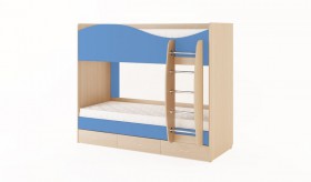 Кровать 2-х ярусная с ящиками (Беленый дуб/Синий) в Сургуте - surgut.katalogmebeli.com | фото 4