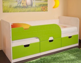 Кровать детская Минима 1,86м с ящиками (дуб атланта/лайм глянец) в Сургуте - surgut.katalogmebeli.com | фото