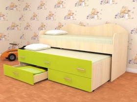 Кровать детская Нимфа двухместная 2.0 Дуб молочный/Лайм в Сургуте - surgut.katalogmebeli.com | фото