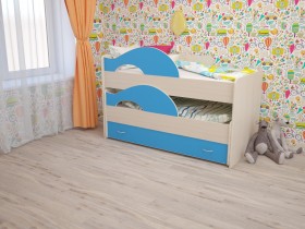 Кровать детская Радуга 1600 Млечный дуб/Голубой в Сургуте - surgut.katalogmebeli.com | фото