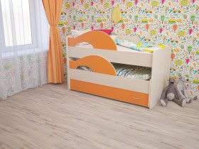 Кровать детская Радуга 1600 Млечный дуб/Оранжевый в Сургуте - surgut.katalogmebeli.com | фото 1