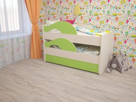 Кровать детская Радуга 1600 Млечный дуб/Салатовый в Сургуте - surgut.katalogmebeli.com | фото