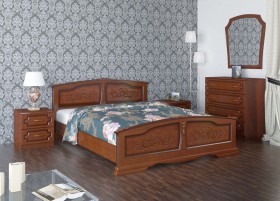 Кровать Елена из массива сосны 1200*2000 Орех в Сургуте - surgut.katalogmebeli.com | фото