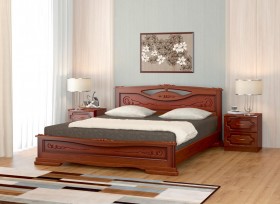 Кровать Карина-7 из массива сосны 1400*2000 Орех в Сургуте - surgut.katalogmebeli.com | фото
