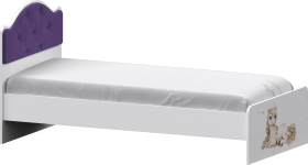 Кровать Каспер с мягкой спинкой и фотопечатью (900х1900)Белый/Фиолетовый в Сургуте - surgut.katalogmebeli.com | фото