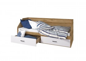 Кровать Лайт 800 с ящиками (Крафт золотой/Белый) в Сургуте - surgut.katalogmebeli.com | фото