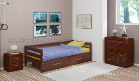 Кровать одинарная ГЛОРИЯ из массива сосны  900*2000 (Орех) в Сургуте - surgut.katalogmebeli.com | фото