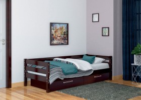 Кровать одинарная ГЛОРИЯ из массива сосны  900*2000 (Орех Тёмный) в Сургуте - surgut.katalogmebeli.com | фото
