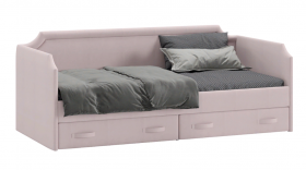 Кровать с мягкой обивкой и ящиками «Кантри» Тип 1 (900) (Велюр пудровый) в Сургуте - surgut.katalogmebeli.com | фото