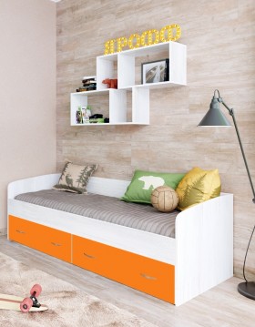 Кровать с выкатными ящиками Винтерберг/Оранжевый в Сургуте - surgut.katalogmebeli.com | фото
