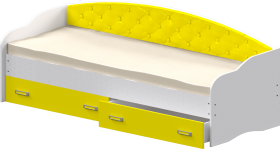 Кровать Софа-7 с мягкой спинкой (800х2000) Белый/Желтый в Сургуте - surgut.katalogmebeli.com | фото