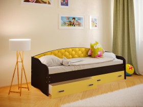 Кровать Софа-8 с мягкой спинкой (900х2000) Венге/Желтый в Сургуте - surgut.katalogmebeli.com | фото