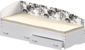 Кровать Софа-9 с мягкой спинкой с рисунком Милана (900х1900) Белый в Сургуте - surgut.katalogmebeli.com | фото