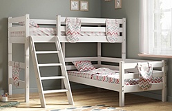 Кровать Соня вариант 8 угловая с наклонной лестницей Белый полупрозрачный в Сургуте - surgut.katalogmebeli.com | фото