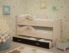 Кровать выкатная Радуга-Сафари детская 1600 Млечный дуб/Венге в Сургуте - surgut.katalogmebeli.com | фото