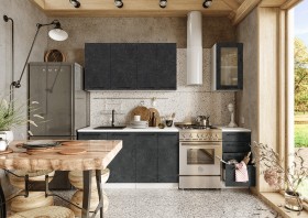 Кухонный гарнитур Нувель 1800мм белый/бетон черный в Сургуте - surgut.katalogmebeli.com | фото