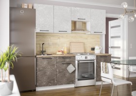 Кухонный гарнитур Нувель 2100мм белый/бетон коричневый в Сургуте - surgut.katalogmebeli.com | фото