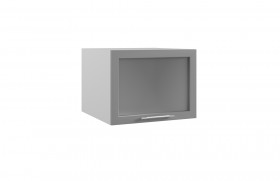 Квадро ГВПГС 600 шкаф верхний горизонтальный глубокий со стеклом высокий (Железо/корпус Серый) в Сургуте - surgut.katalogmebeli.com | фото