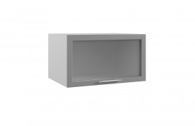 Квадро ГВПГС 800 шкаф верхний горизонтальный глубокий со стеклом высокий (Железо/корпус Серый) в Сургуте - surgut.katalogmebeli.com | фото