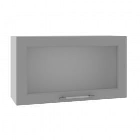 Квадро ВПГС 800 шкаф верхний горизонтальный со стеклом высокий (Лунный свет/корпус Серый) в Сургуте - surgut.katalogmebeli.com | фото