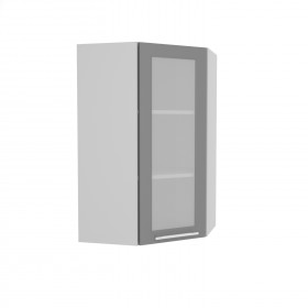 Квадро ВПУС 550 шкаф верхний угловой со стеклом высокий (Железо/корпус Серый) в Сургуте - surgut.katalogmebeli.com | фото