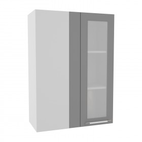 Квадро ВПУС 650 шкаф верхний угловой со стеклом высокий (Железо/корпус Серый) в Сургуте - surgut.katalogmebeli.com | фото
