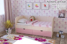 Мальвина Кровать детская 2 ящика 1.8 Розовыйй глянец в Сургуте - surgut.katalogmebeli.com | фото