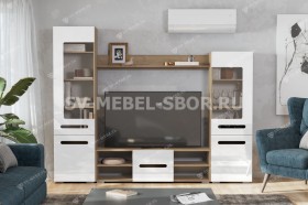 Мебель для гостиной МГС 6 (Исполнение 1/Дуб золотой/Белый глянец) в Сургуте - surgut.katalogmebeli.com | фото 1