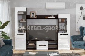 Мебель для гостиной МГС 6 (Исполнение 1/Венге/Белый глянец) в Сургуте - surgut.katalogmebeli.com | фото