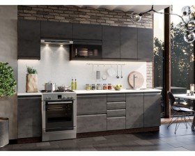 Модульная кухня Бруклин 2,8 м (Бетон черный/Венге) в Сургуте - surgut.katalogmebeli.com | фото