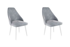 Набор стульев Милан 2 шт (серый велюр/белый) в Сургуте - surgut.katalogmebeli.com | фото