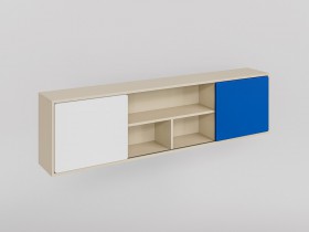 Полка между шкафами 1660 Скай (Синий/Белый/корпус Клен) в Сургуте - surgut.katalogmebeli.com | фото
