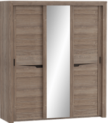 Шкаф трехдверный Соренто с раздвижными дверями Дуб стирлинг/Кофе структурный матовый в Сургуте - surgut.katalogmebeli.com | фото